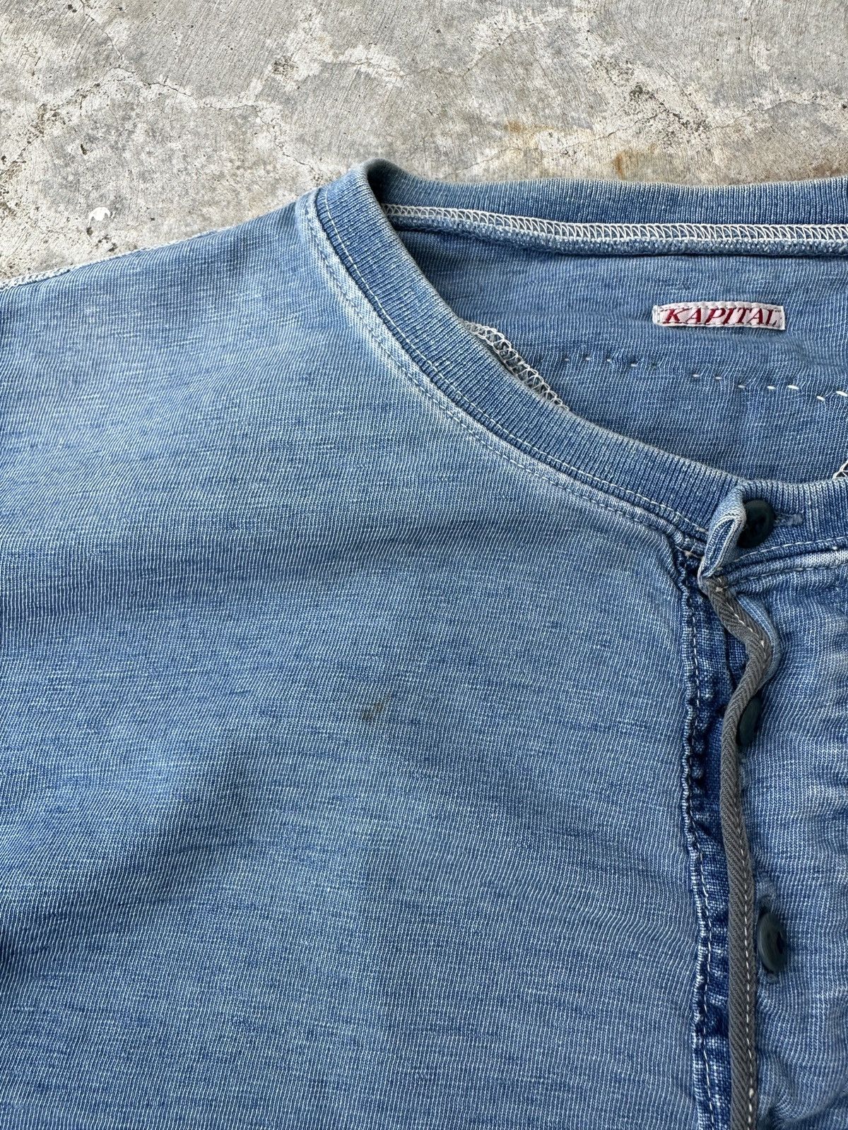 Kapital Kountry Kapital Indigo Henley Boro Concho pocket studded henley tee Size US M / EU 48-50 / 2 - 7 Thumbnail