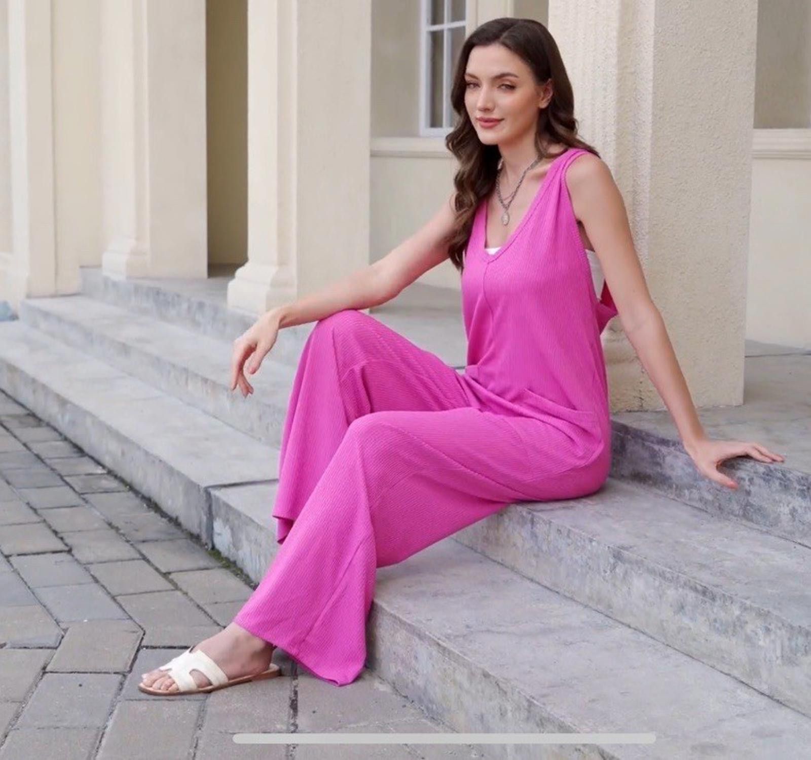 Other Women's Overalls Sleeveless Boho Loose Wide Leg Jumpsuits Size 28" / US 6 / IT 42 - 8 Thumbnail