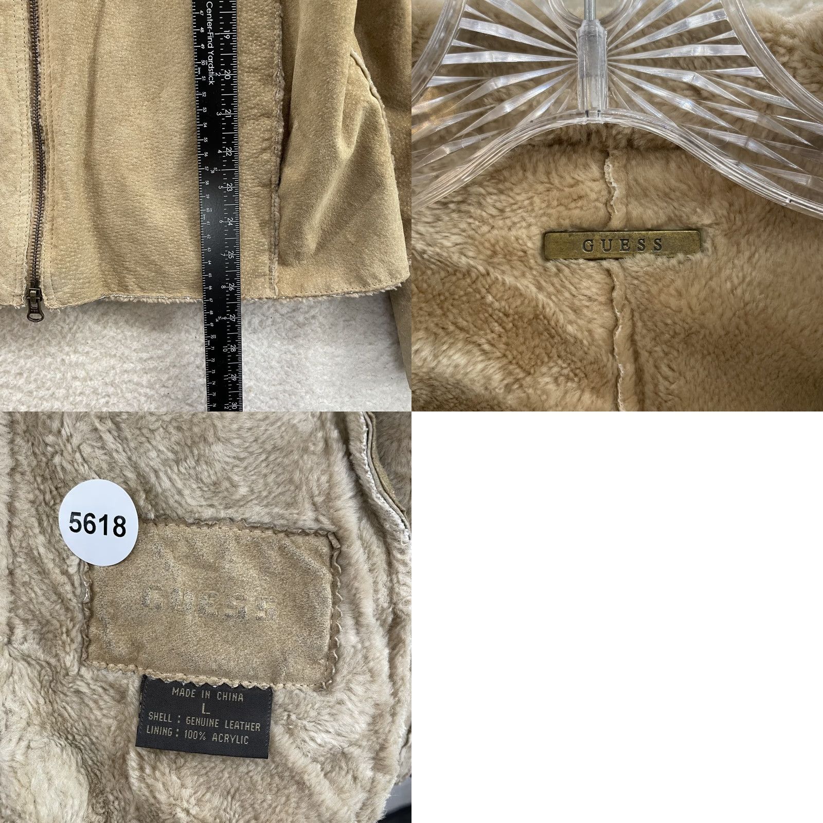 Guess GUESS Suede Leather Coat 90s Y2K Vintage Large L Tan Beige Faux Fur Afghan Penny Lane Mens Size L / US 10 / IT 46 - 8 Thumbnail