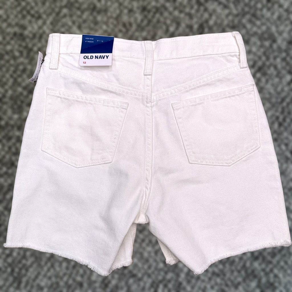 Old Navy Old Navy White Denim Short Shorts Womens 12 High Rise Cut-Off 5-Pocket Distressed Casual Summer 12 Womens Size 34" / US 12 / IT 48 - 1 Thumbnail