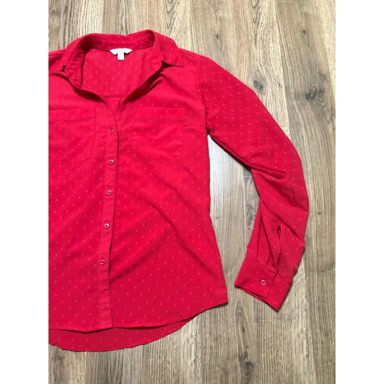 Vintage Candies Shirt Women's XS Red Long Sleeve Button-Up Shirt Size XS / US 0-2 / IT 36-38 - 4 Thumbnail
