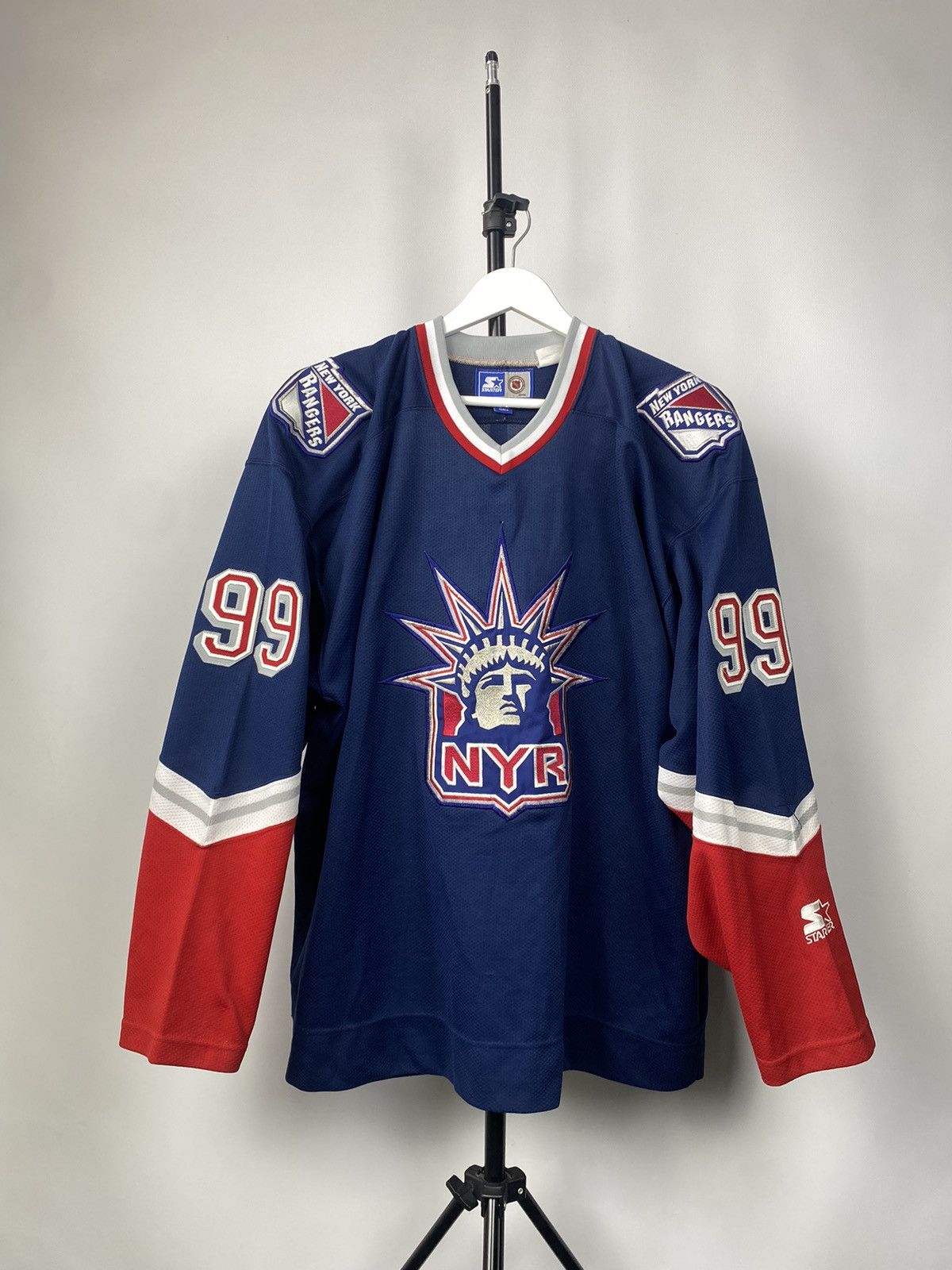 image of Hockey Jersey x Nhl Wayne Gretzky 90's New York Rangers Starter Jersey in Blue, Men's (Size XL)