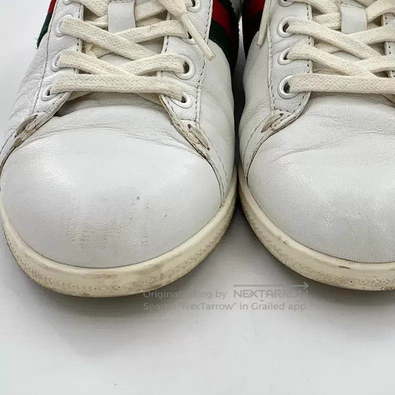 Gucci Gucci White striped webbing lace-up casual flat board shoe Size US 5.5 / IT 35.5 - 9 Thumbnail
