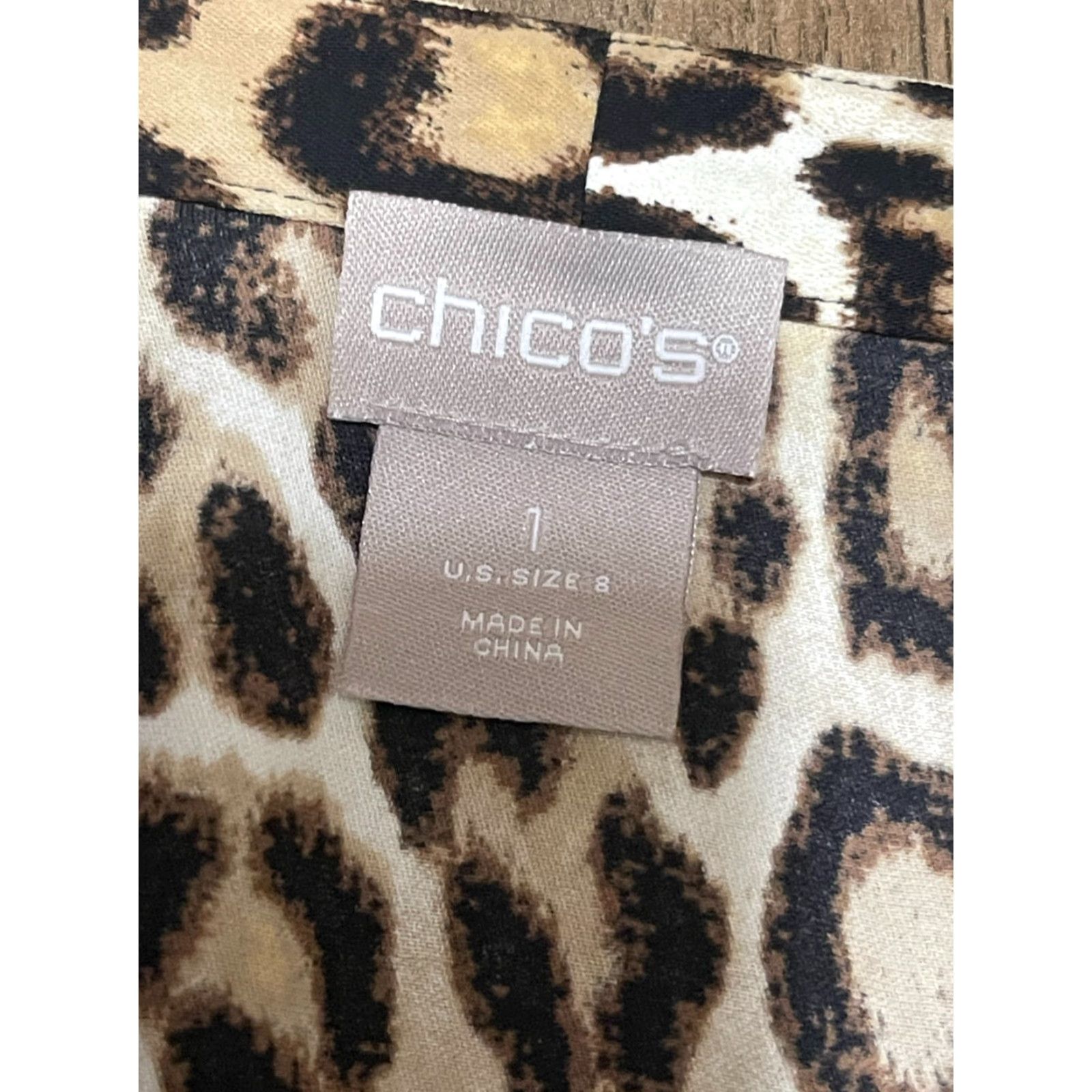 Vintage Chico's Dress Women's Size 8, Cheetah Print V-Neck, Brown/Black, Sheath, Casual, Regular, Fall/Spring/Summer, Women, Dress Size M / US 6-8 / IT 42-44 - 6 Thumbnail