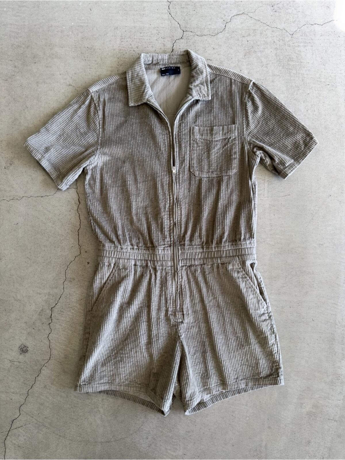 Asos ASOS Design / Men’s Corduroy Romper / Green Khaki Size ONE SIZE - 1 Thumbnail