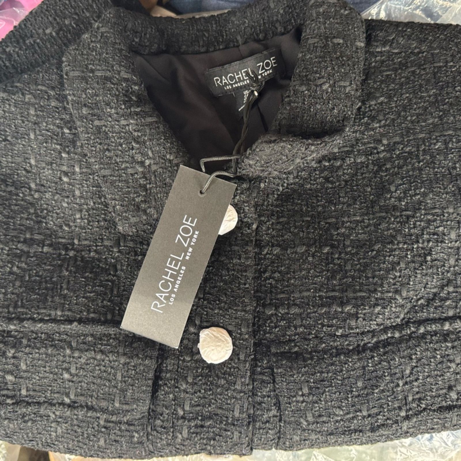 Rachel Zoe 🎉LAST‎ PIECE🎉 RACHEL ZOE Solid Boucle Crop Jacket Size L / US 10 / IT 46 - 3 Thumbnail