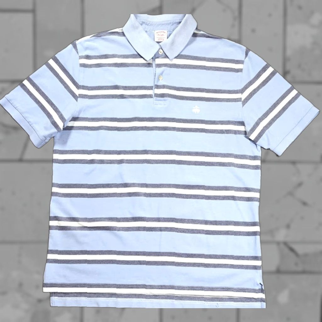 Brooks Brothers Brooks Brothers Polo Short Sleeve Blue White Mens L Performance Golden Fleece Size US L / EU 52-54 / 3 - 1 Thumbnail
