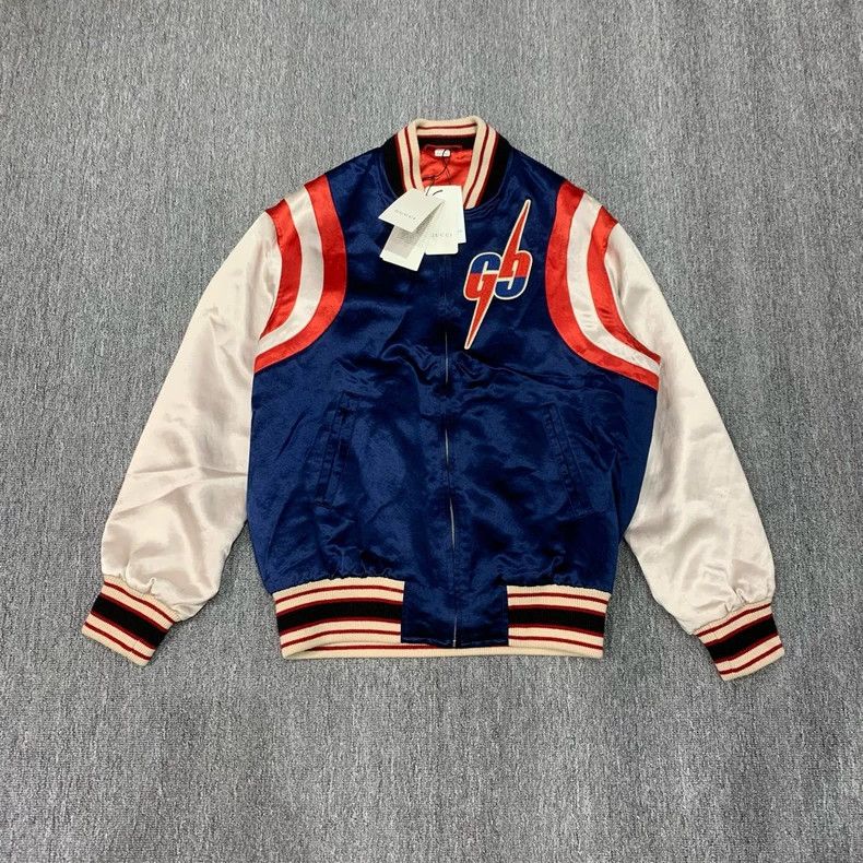 Gucci Gucci Blue Red Lightning Silk Jacket- DMC Size US M / EU 48-50 / 2 - 1 Thumbnail