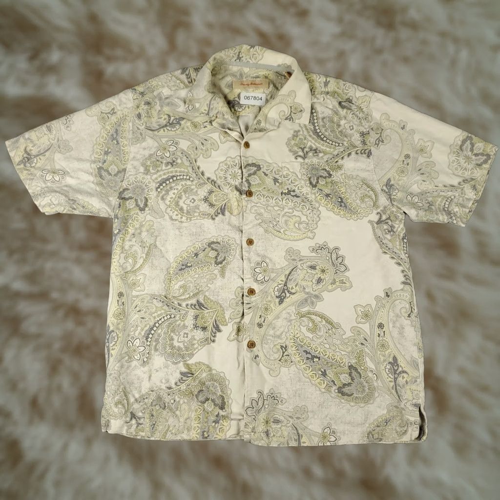 Tommy Bahama Tommy Bahama Shirt Mens Large Paisley Silk Hawaiian Button Up Short Sleeve Size US L / EU 52-54 / 3 - 1 Thumbnail