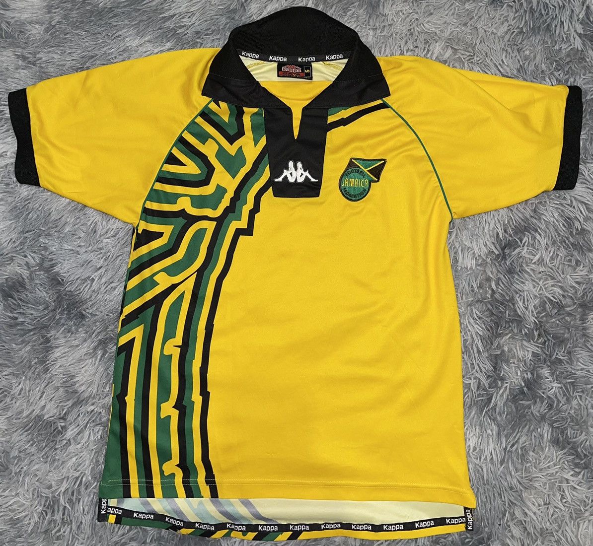 image of Vintage 1998 Jamaica World Cup Soccer Jersey - Authentic - 1St Owner in Yellow, Men's (Size Small)