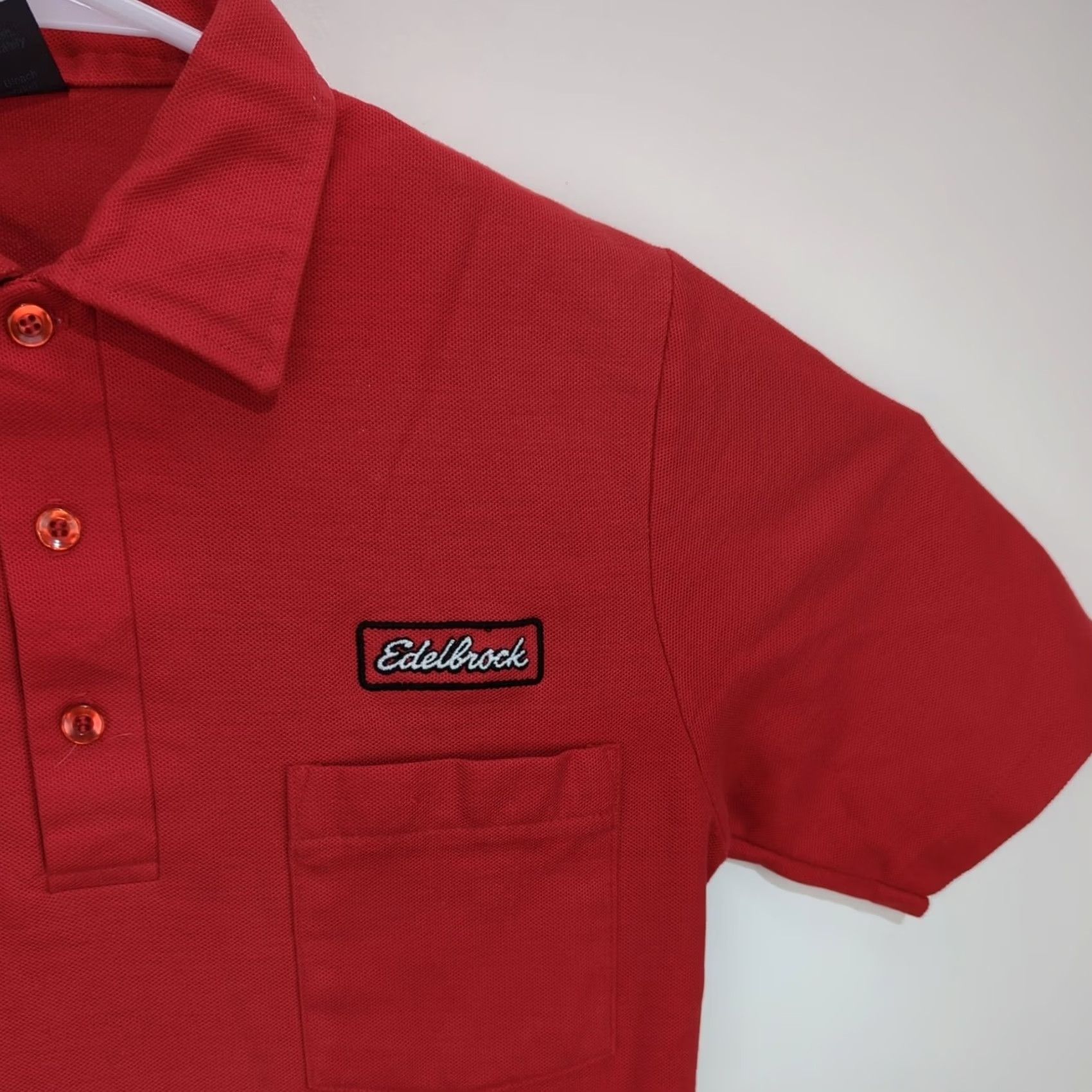 Jantzen VINTAGE Jantzen Polo Shirt Short Sleeve Red 100% Cotton Edelbrock Performance Embroidered Logo Men Small Size US S / EU 44-46 / 1 - 4 Thumbnail