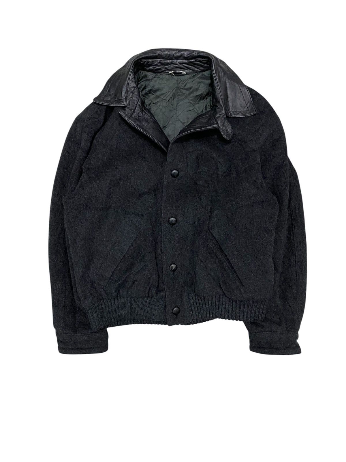 1990s Velentino Bomber Wool Leather trim bomber
