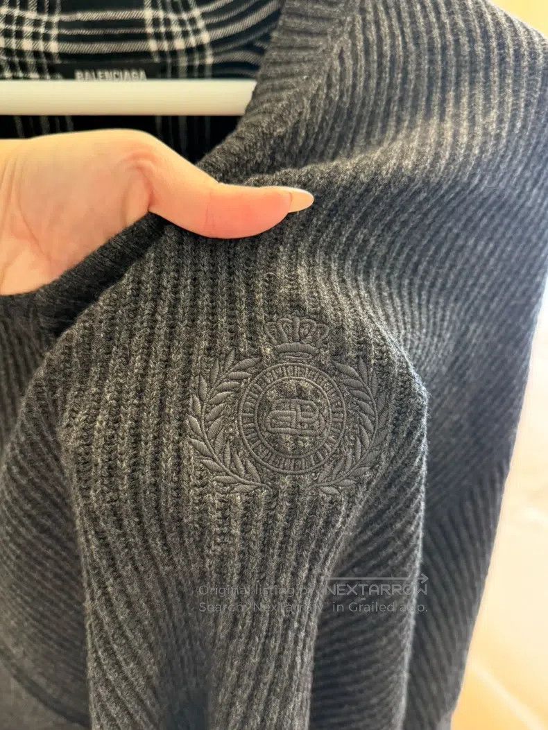 Balenciaga Balenciaga Grey Wheat Checkered Patchwork Sweater, Size S Size US S / EU 44-46 / 1 - 2 Thumbnail