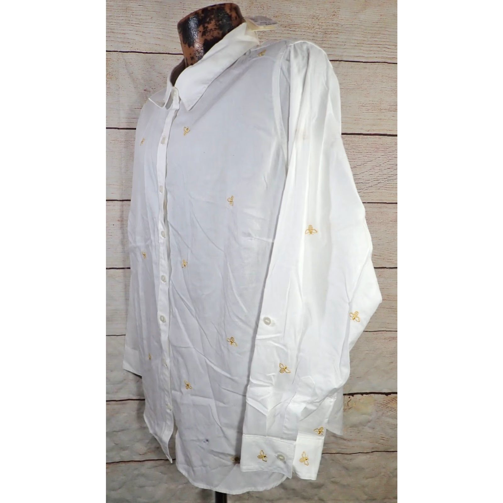 Vintage VINTAGE CJ Banks White Button Front Shirt Embroidered Honey Bees Womens 3X 2X? Size XXL / US 16-18 / IT 52-54 - 2 Thumbnail