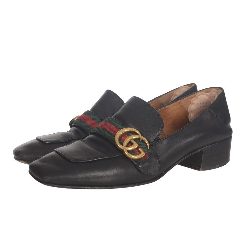 Gucci Gucci Black Leather Mid-Heel Loafers Size US 8.5 / EU 41-42 - 1 Thumbnail