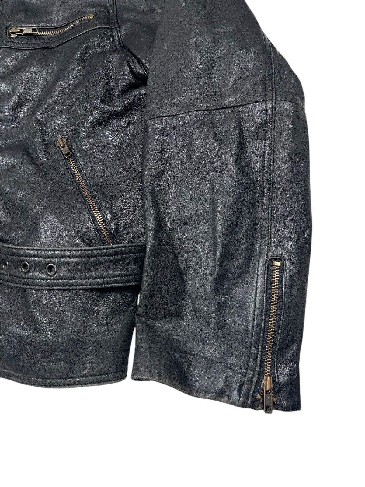 Vintage Vintage Leather Biker Belted Jacket Avant Garde Size US XL / EU 56 / 4 - 4 Thumbnail