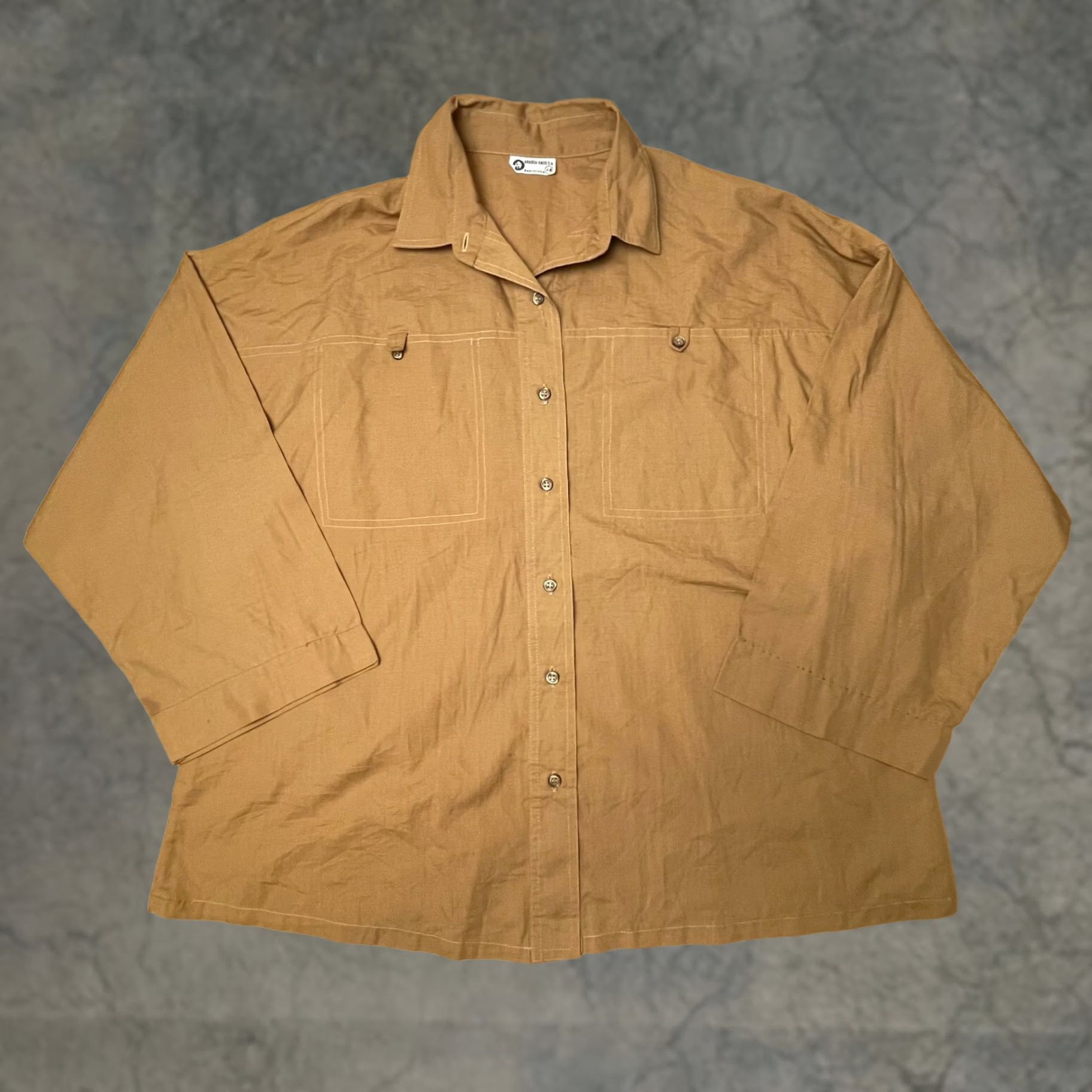 Vintage VINTAGE Brown XL Shirt Button Half Sleeve 1970s Work VTG Barcelona Made Size US XL / EU 56 / 4 - 1 Thumbnail