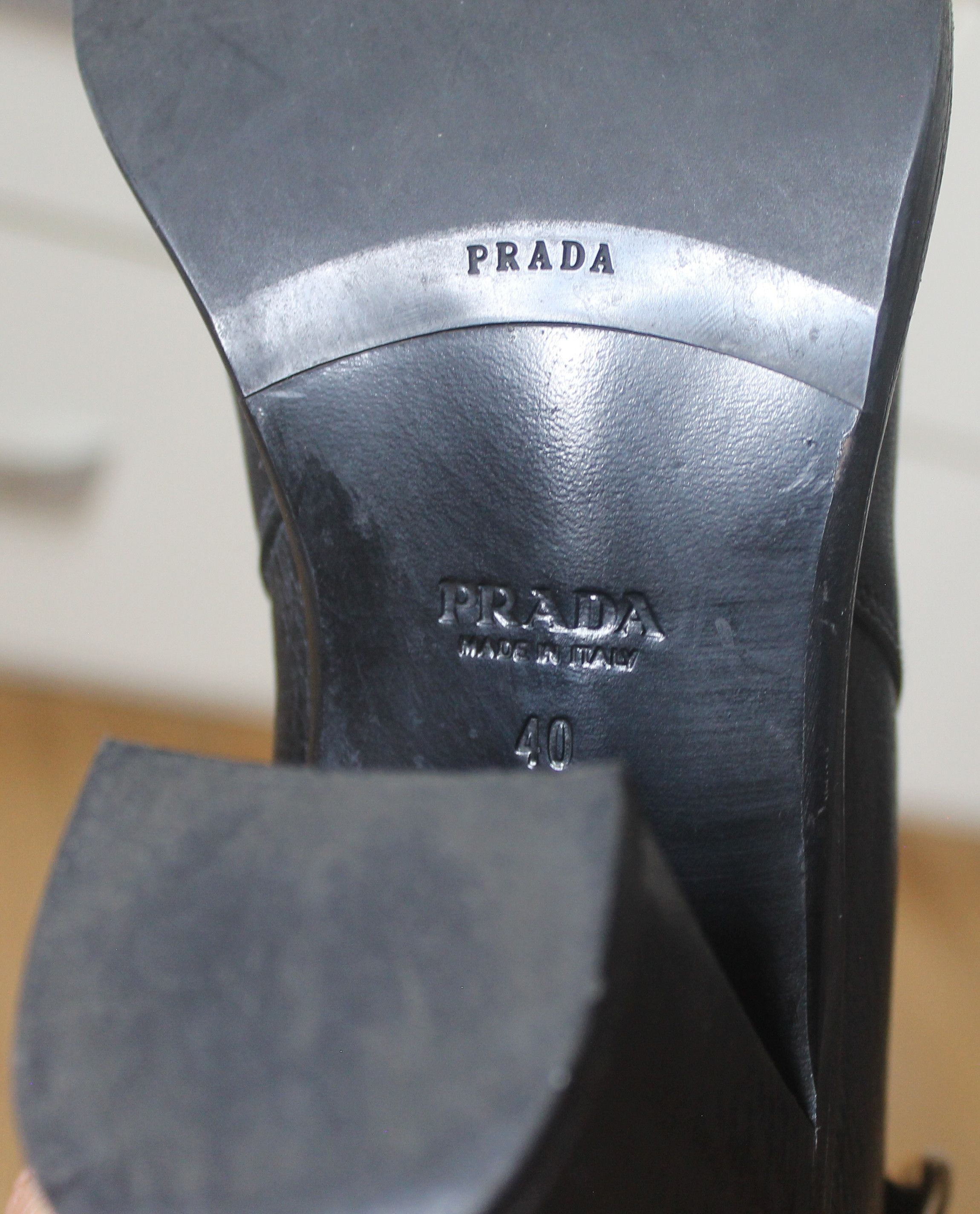 Prada Prada Black High Leather Boots Size US 9 / IT 39 - 14 Thumbnail