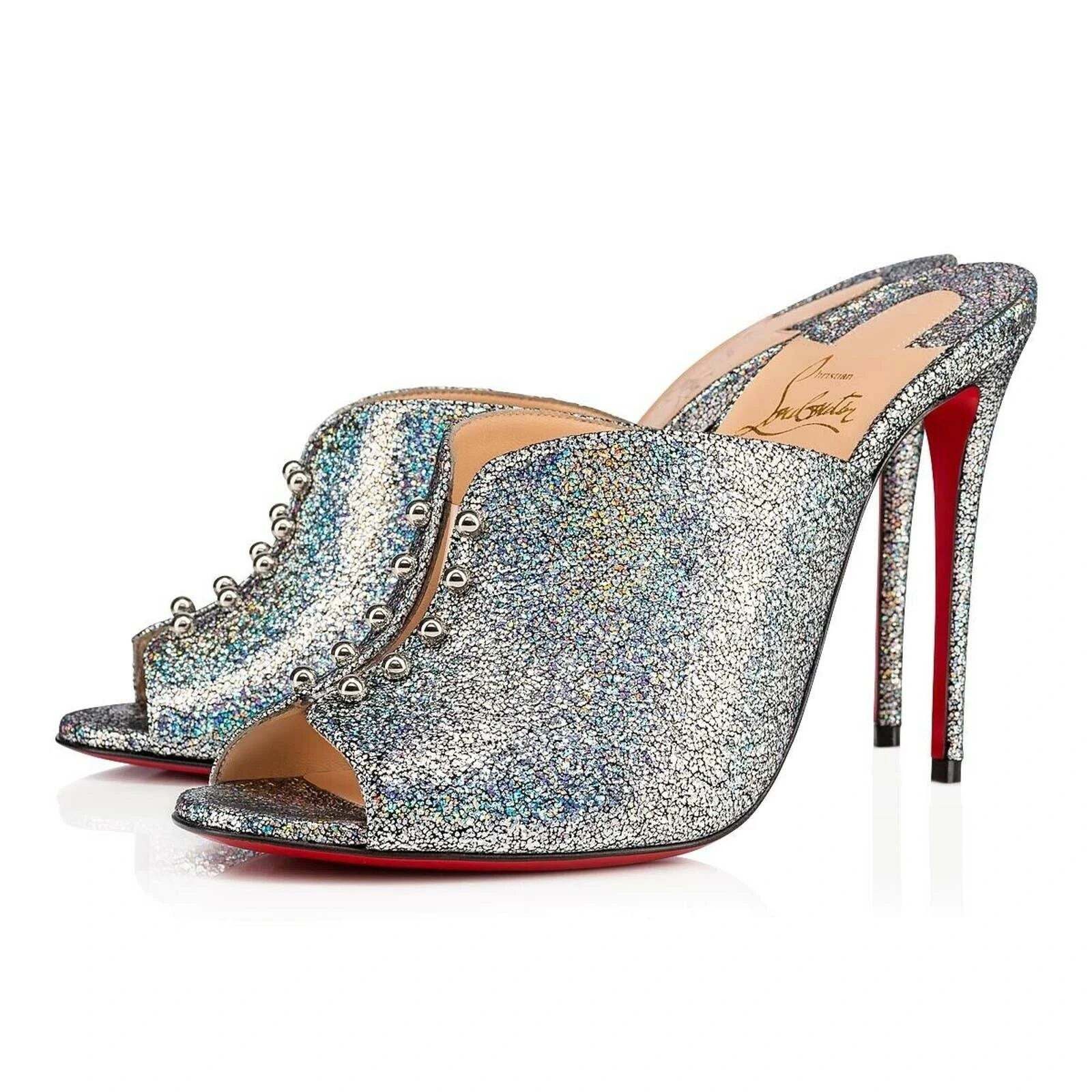 Christian Louboutin Predumule 100 Silver Nappa Mica