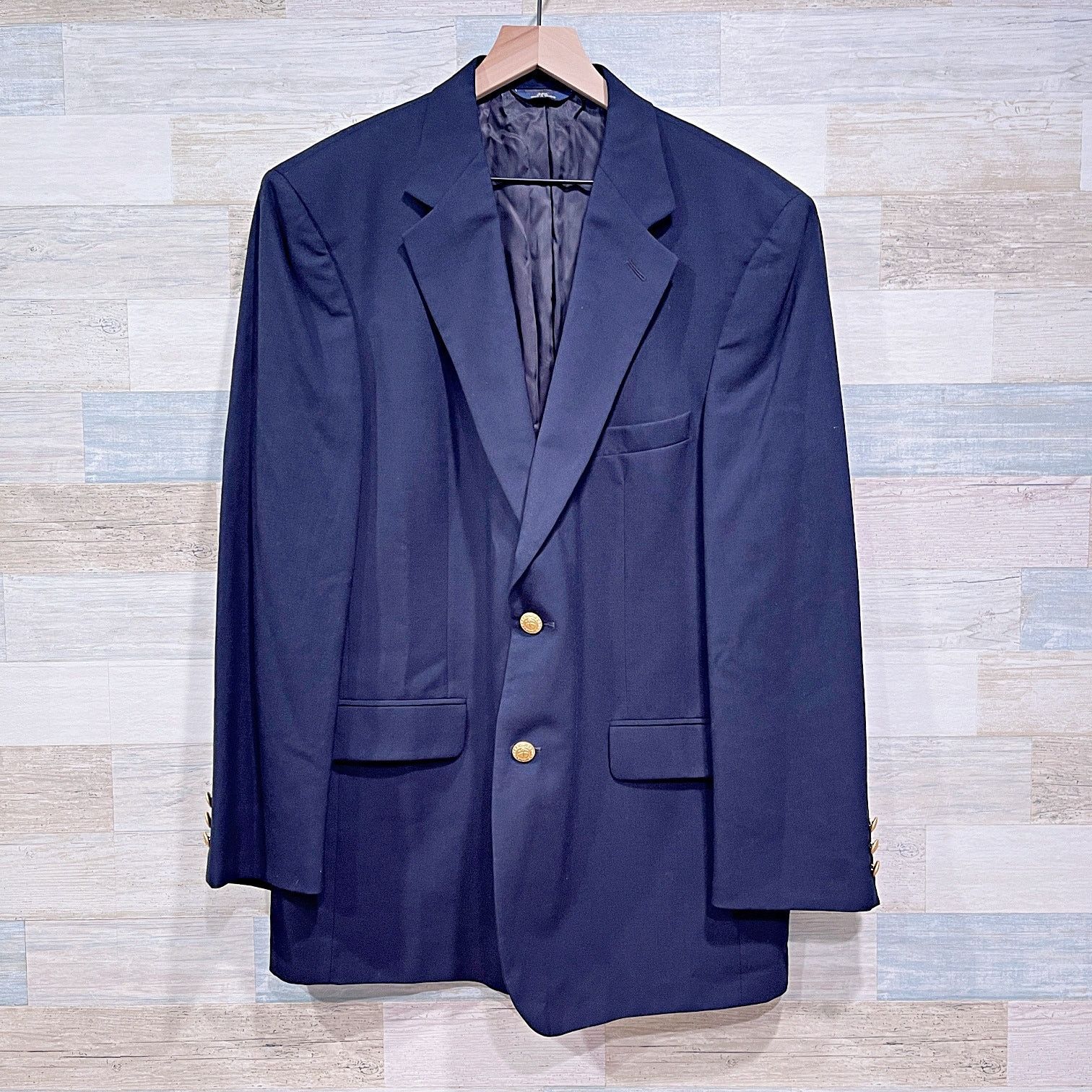 Brooks Brothers Brooks Brothers Gold Metal Button Hopsack Blazer Navy 43R Size 42R - 1 Thumbnail