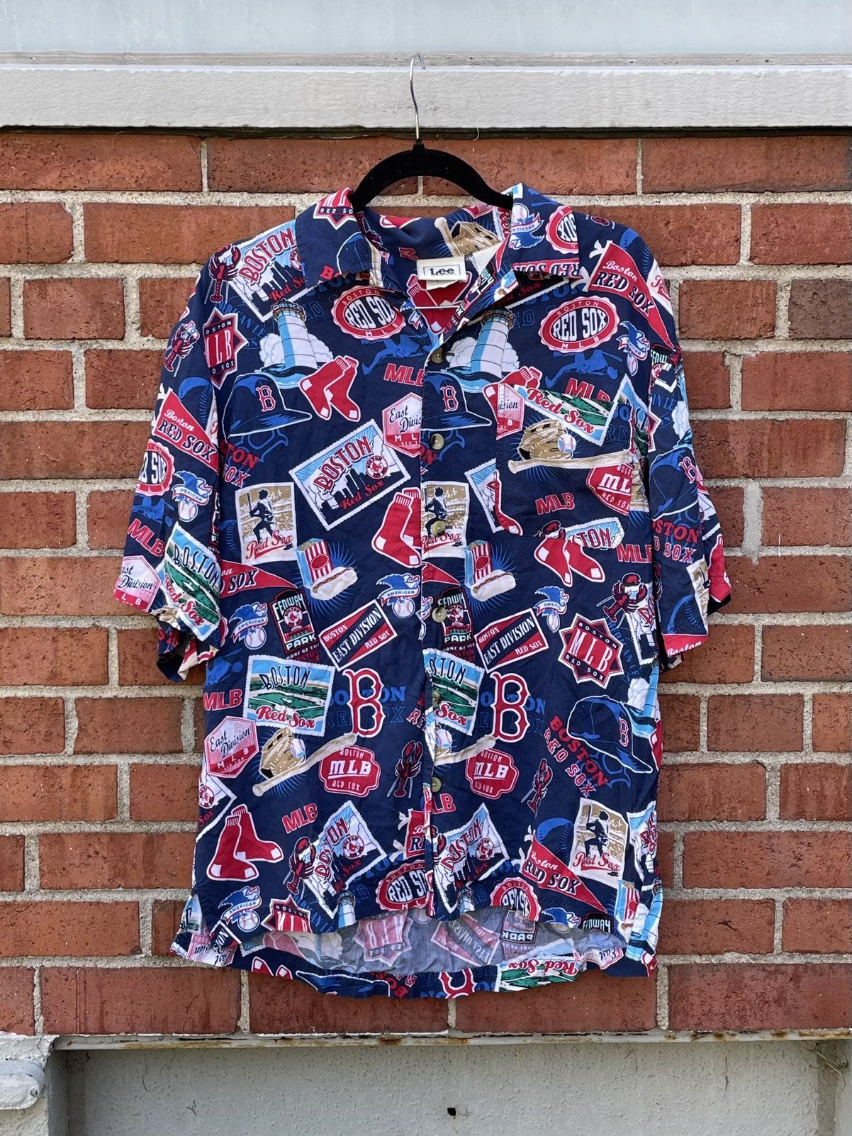 Lee Boston Red Sox Shirt Mens Medium Blue AOP Button Up Size US M / EU 48-50 / 2 - 1 Thumbnail