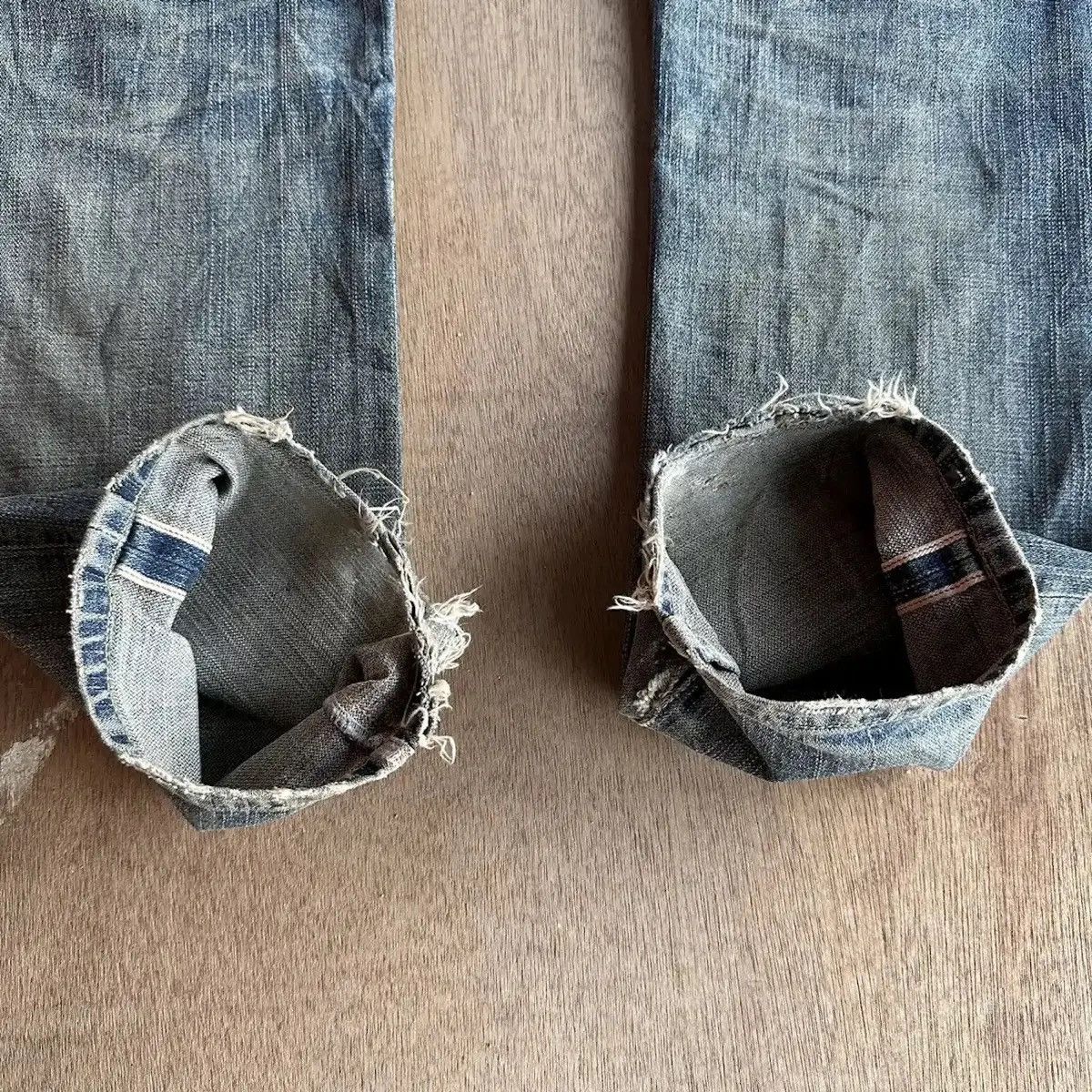 Self Edge RARE💥REDLINE JAPANESE VTG JEAN RIPPED MUDWASH DENIM PANTS Size US 31 - 20 Thumbnail