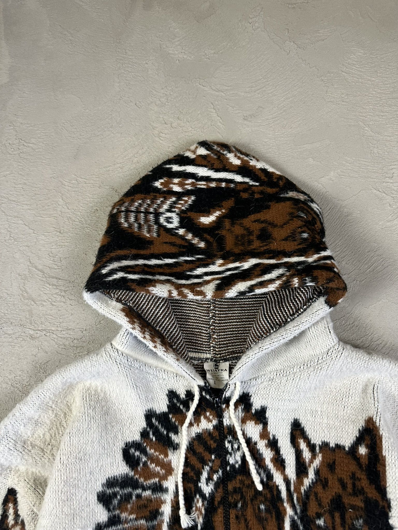Japanese Brand Vintage Wuayra Wool Knit Indian Zip Hoodie Size US L / EU 52-54 / 3 - 9 Thumbnail