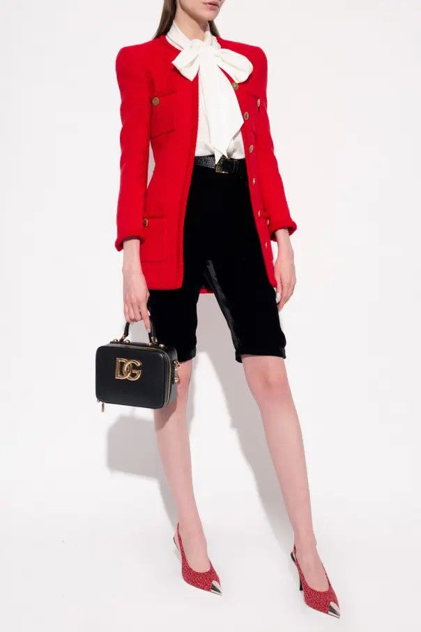 Saint Laurent Paris o1s1wg110924 Long Jacket in Diamond- Embossed Tweed in Red Size XS / US 0-2 / IT 36-38 - 2 Thumbnail
