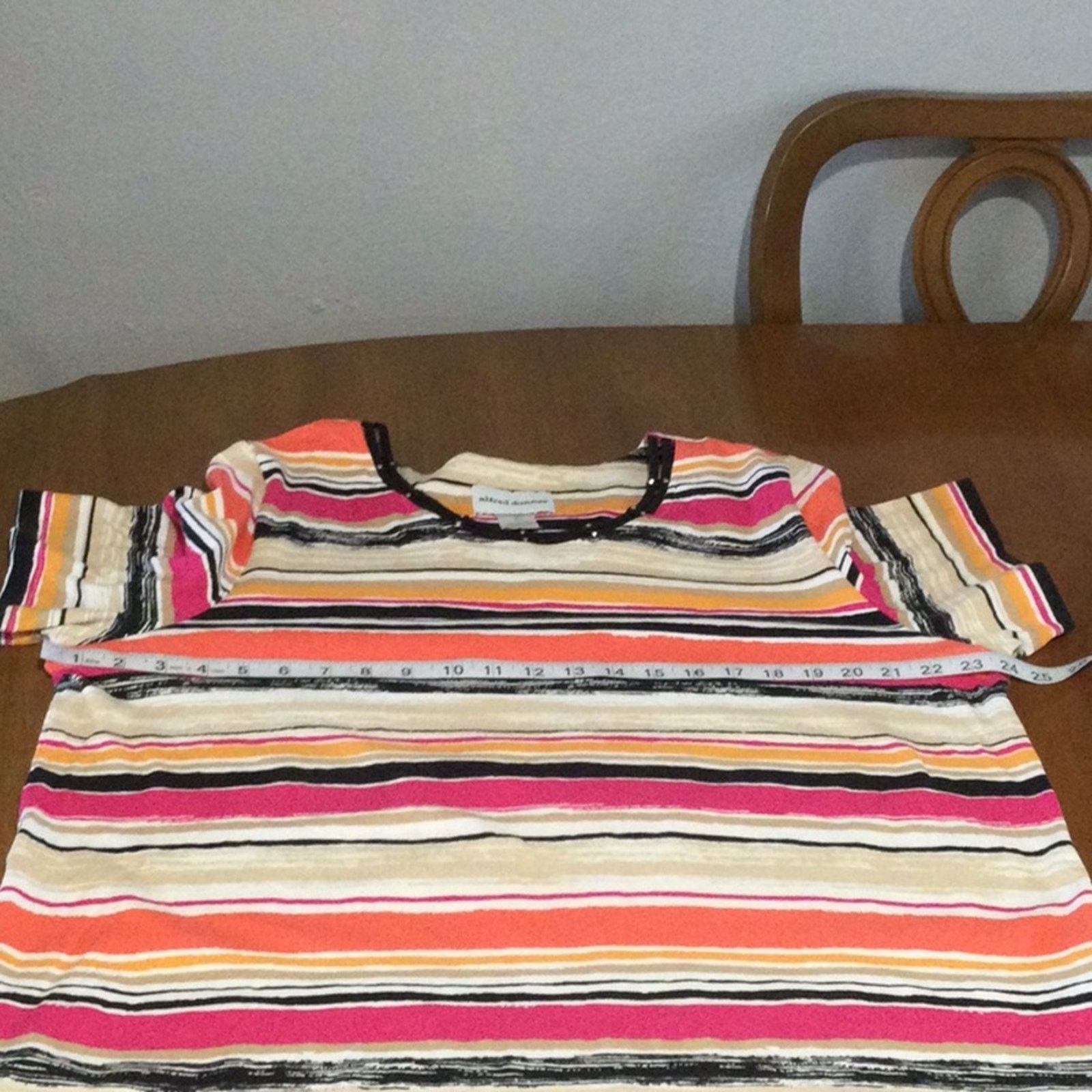 Other Alfred Dunner Multicolor Stripe Stud Trim T-Shirt Size XL Size XL / US 12-14 / IT 48-50 - 12 Thumbnail