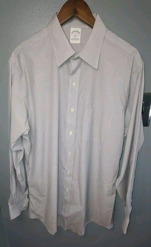 Brooks Brothers Brooks Brothers 346 Dress Shirt Men's 17 4/5 Gray Slim Fit Size 38R - 1 Thumbnail