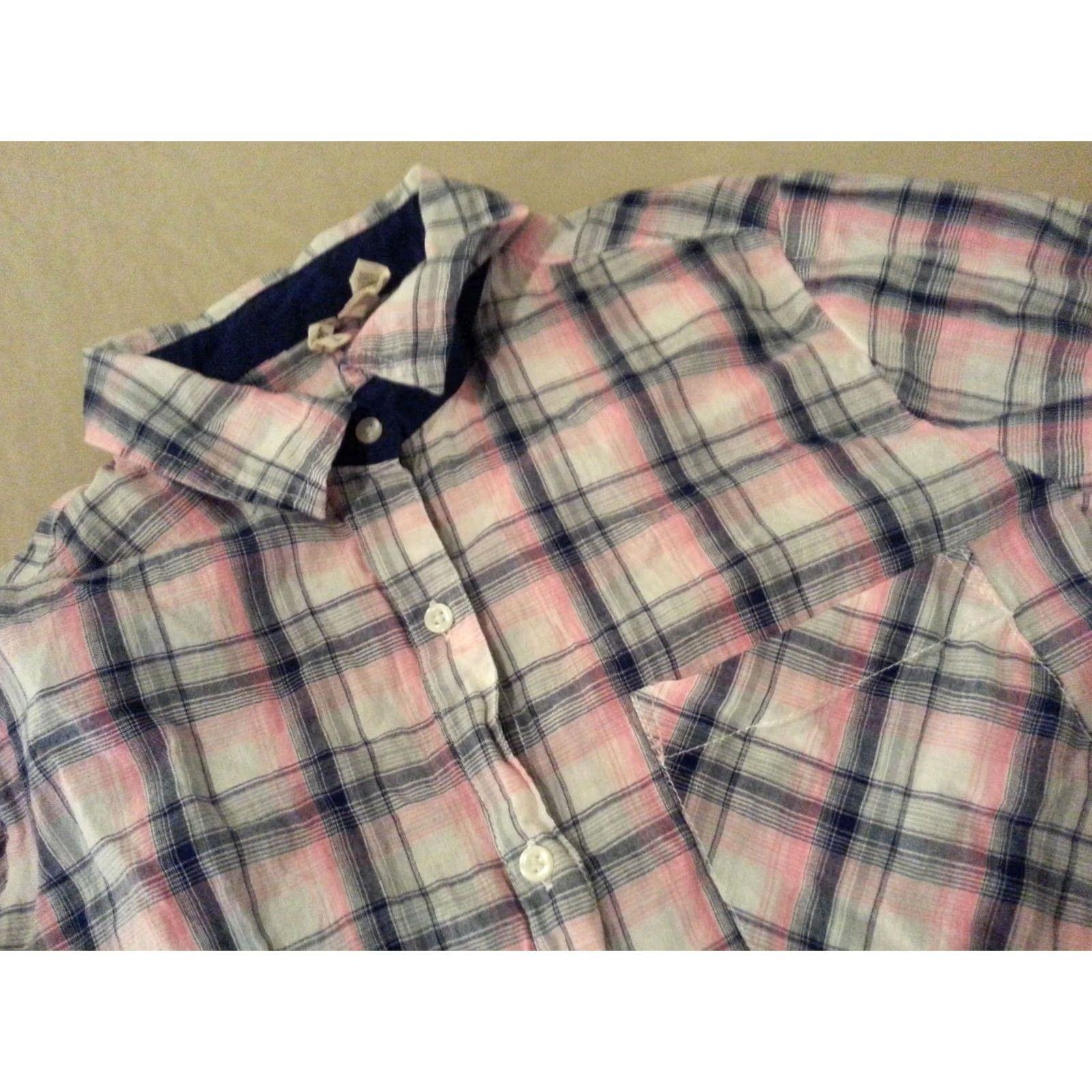 Pinko Japna Plaid Dress Shirt L Large Pink Cotton Button Blouse Womens Size L / US 10 / IT 46 - 3 Thumbnail