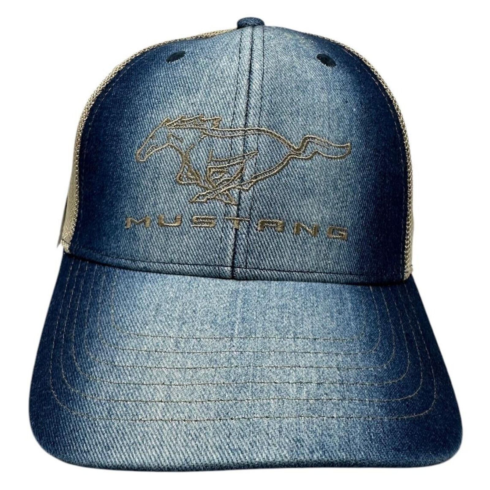 Ford Ford Mustang Men's Hat Embroidered Logo Blue Denim Cap Size ONE SIZE - 2 Thumbnail