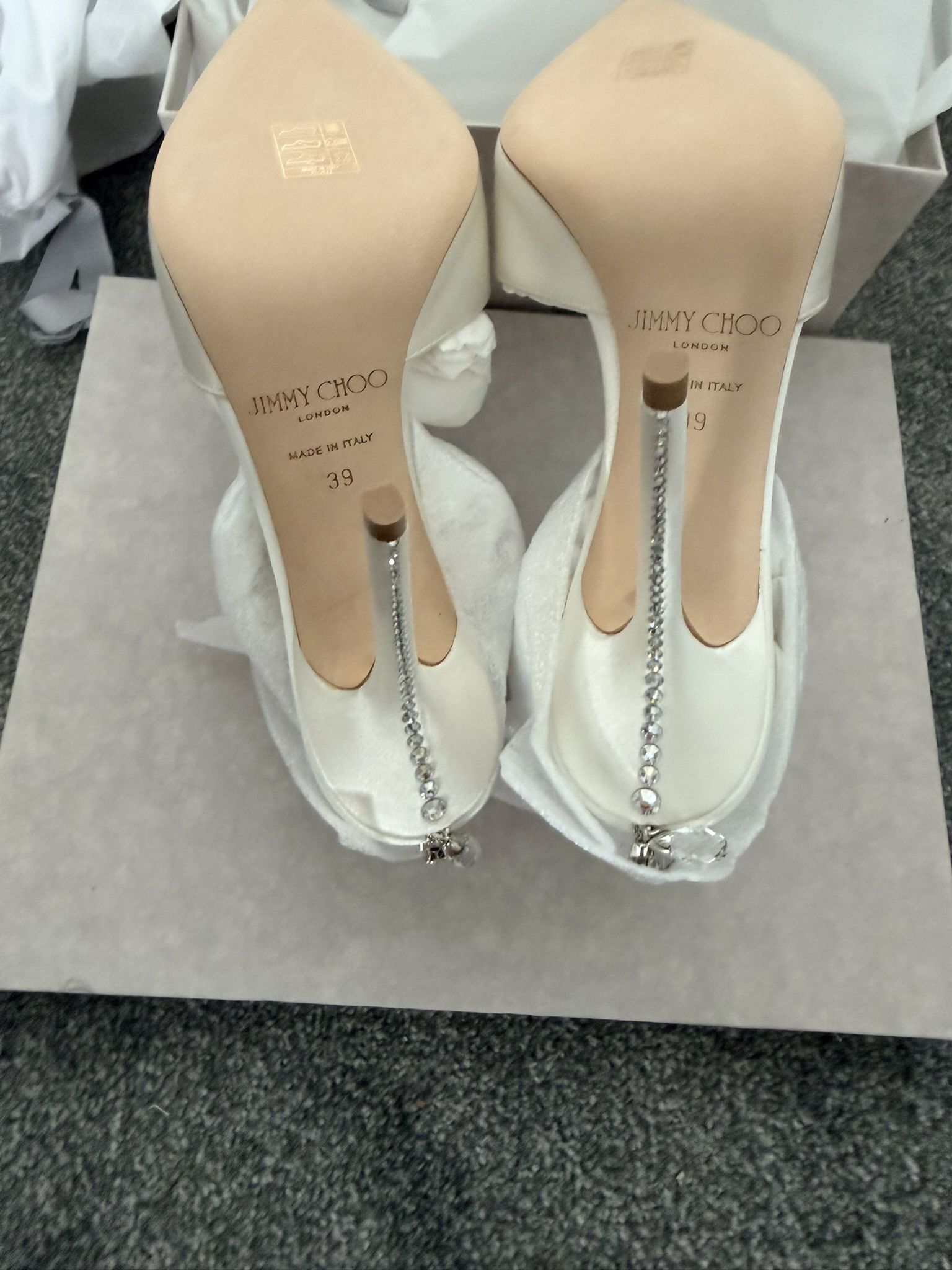 Jimmy Choo Jimmy Choo Saeda 100 l 39 EU Ivory/Crystal Size US 9 / IT 39 - 5 Thumbnail