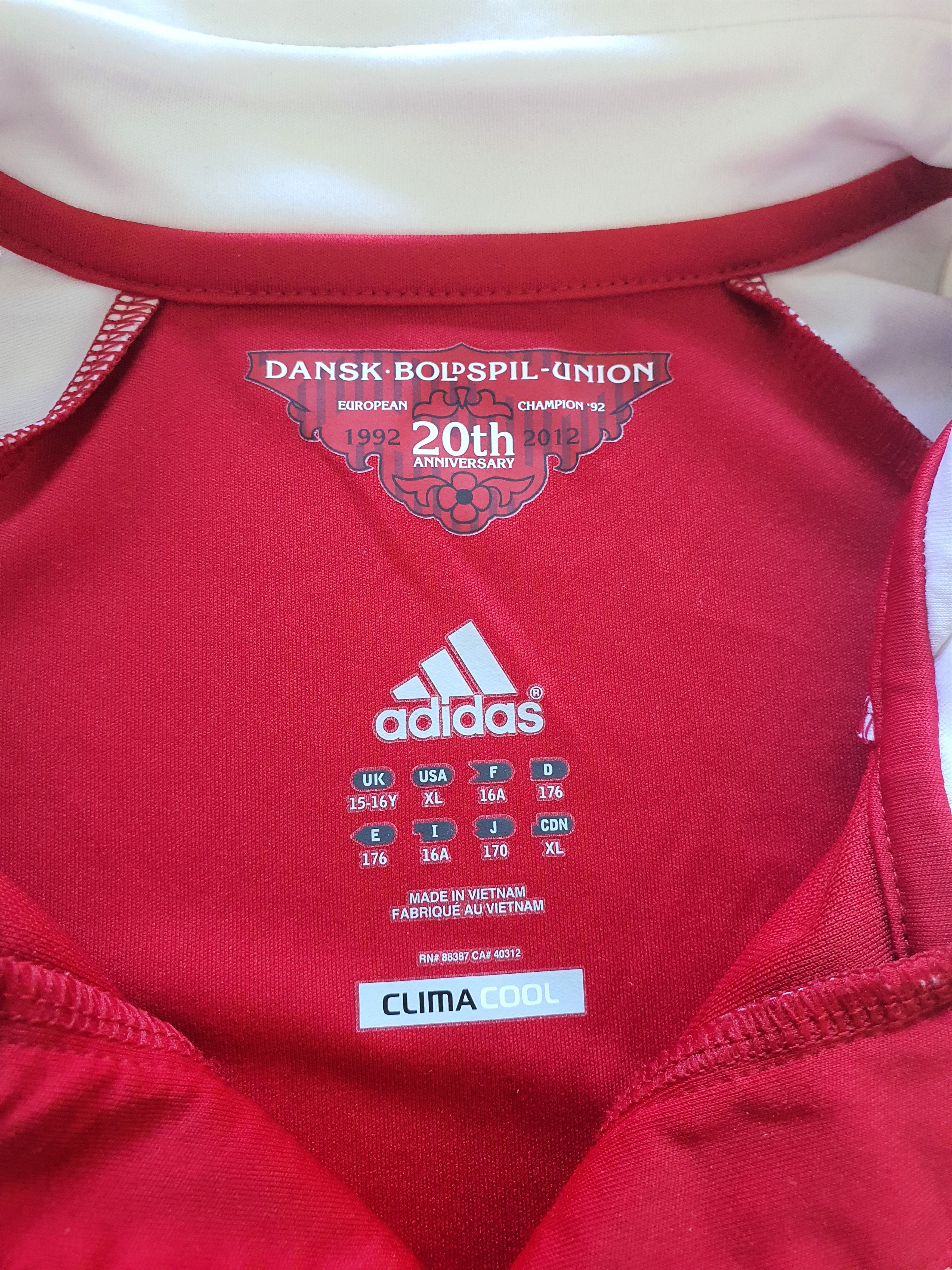 Adidas Denmark 2012-2013 Home Shirt Jersey (20th Anniversary) Size US S / EU 44-46 / 1 - 4 Thumbnail