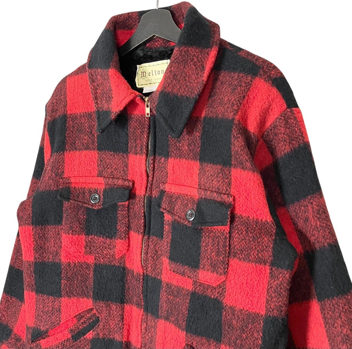 Vintage Vintage 90s Melton Checkered Zipper Winter Jacket Size US L / EU 52-54 / 3 - 2 Thumbnail