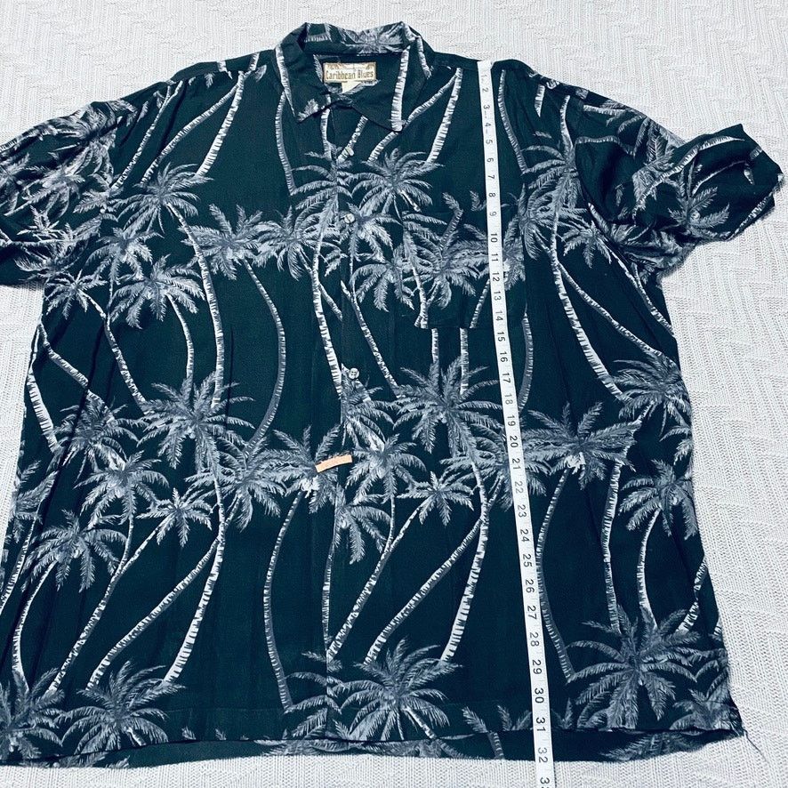 Caribbean Caribbean Blues palm print short sleeve button down Size US XXL / EU 58 / 5 - 7 Thumbnail