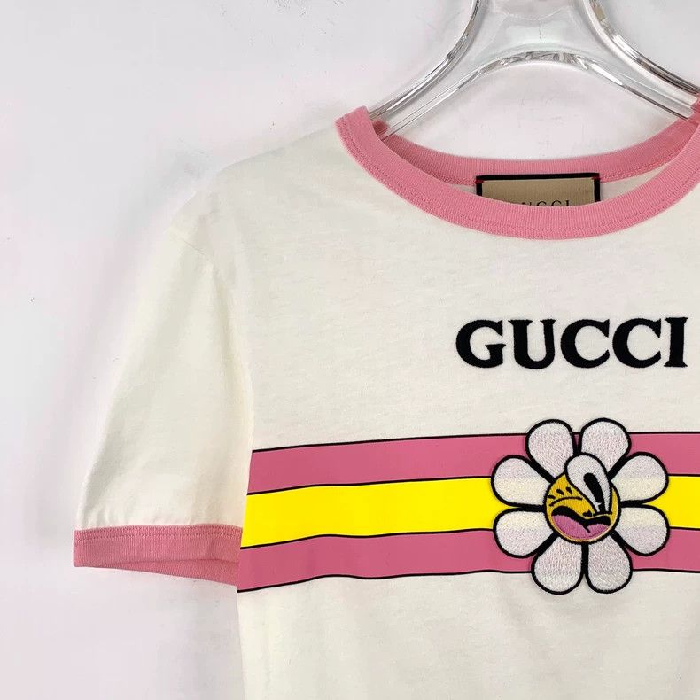 Gucci Gucci White striped letter floral embroidery cotton round- Size S / US 4 / IT 40 - 3 Thumbnail
