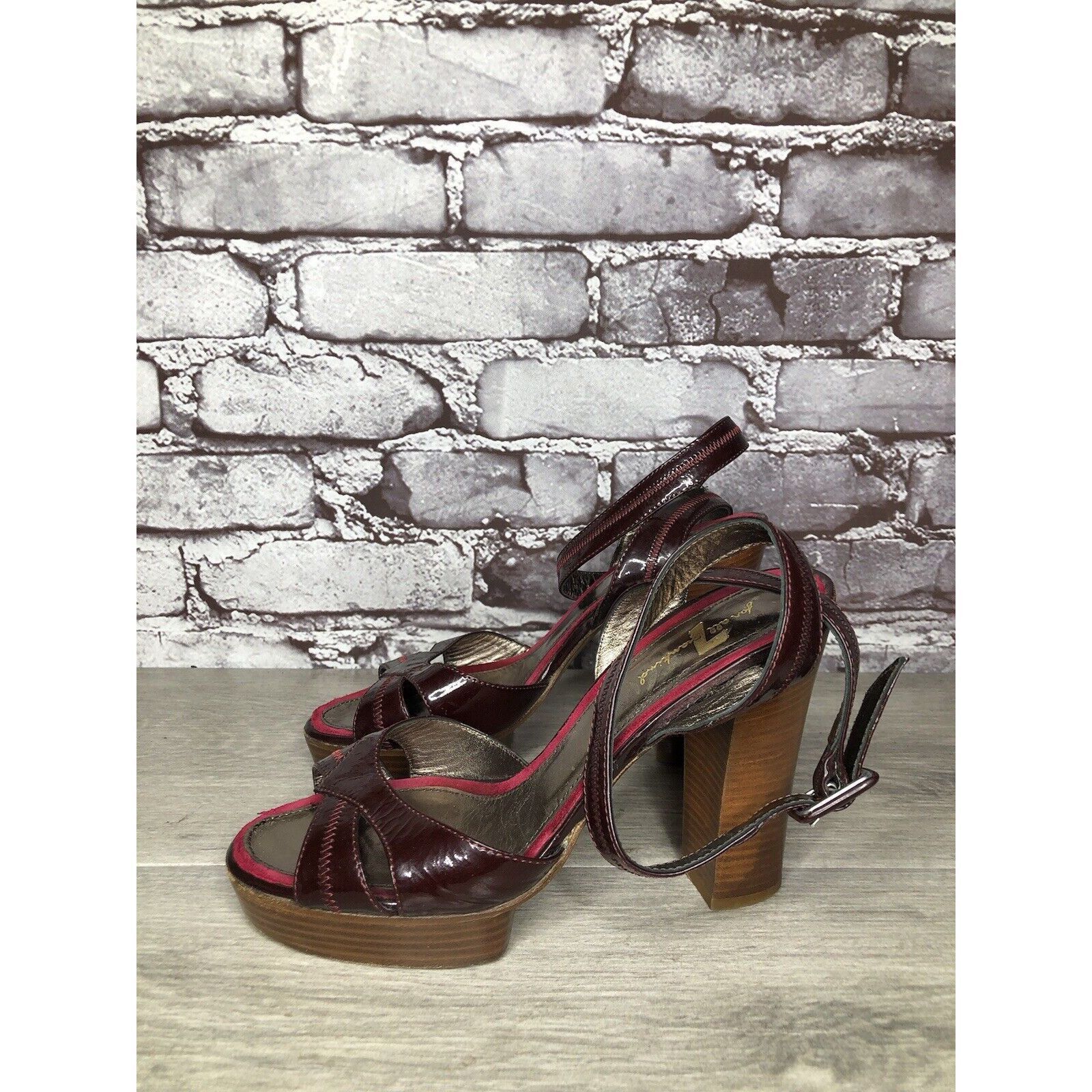 7 For All Mankind 7 Seven For All Mankind Purple Patent Platform Sandals Heels Size US 6.5 / IT 36.5 - 1 Thumbnail
