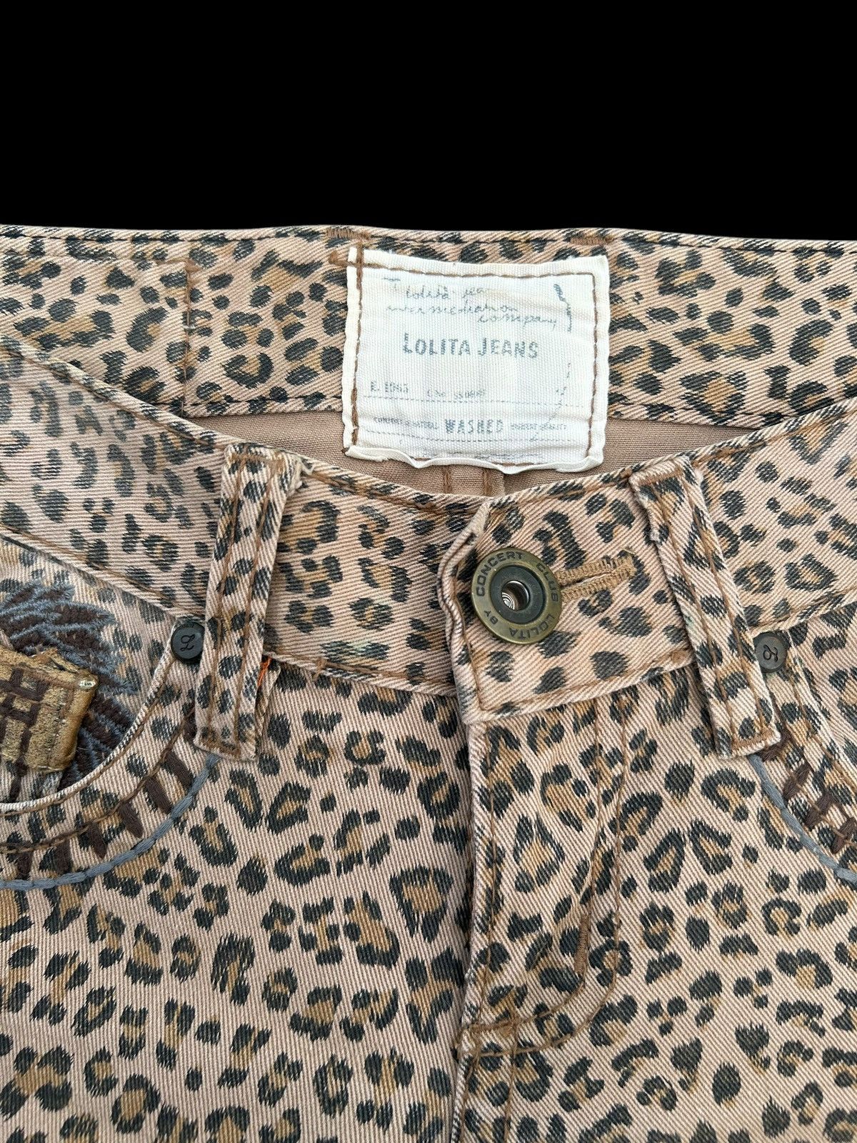 Kapital YOSHITOMO NARA LOLITA Exotic Leopard Distressed Denim Jeans Size US 29 - 12 Thumbnail