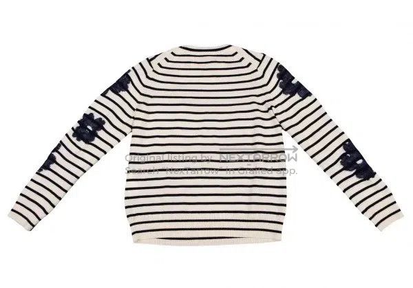 Comme des Garcons Comme des Garcons Navy vintage striped floral knit top Size S / US 4 / IT 40 - 3 Thumbnail