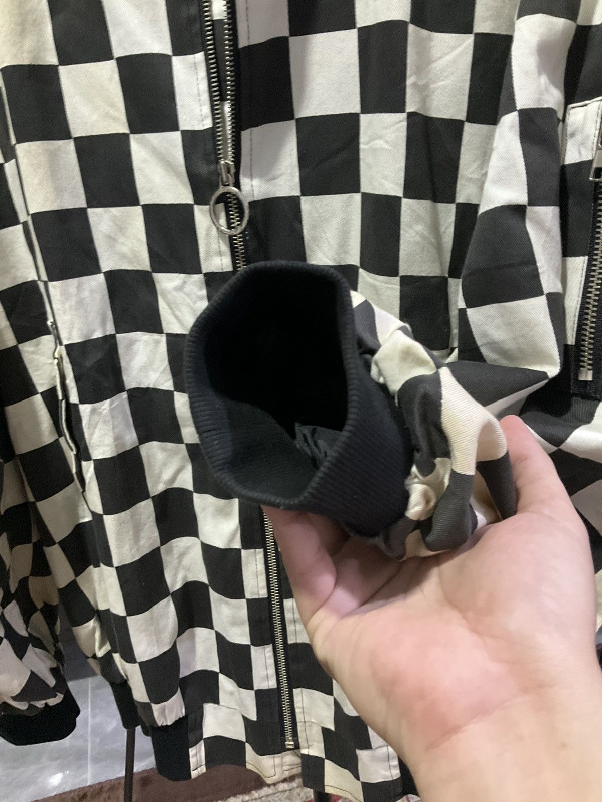 Art Comes First Black and White Checkered Mens Bomber Jacket Casper John Size US XXL / EU 58 / 5 - 8 Thumbnail