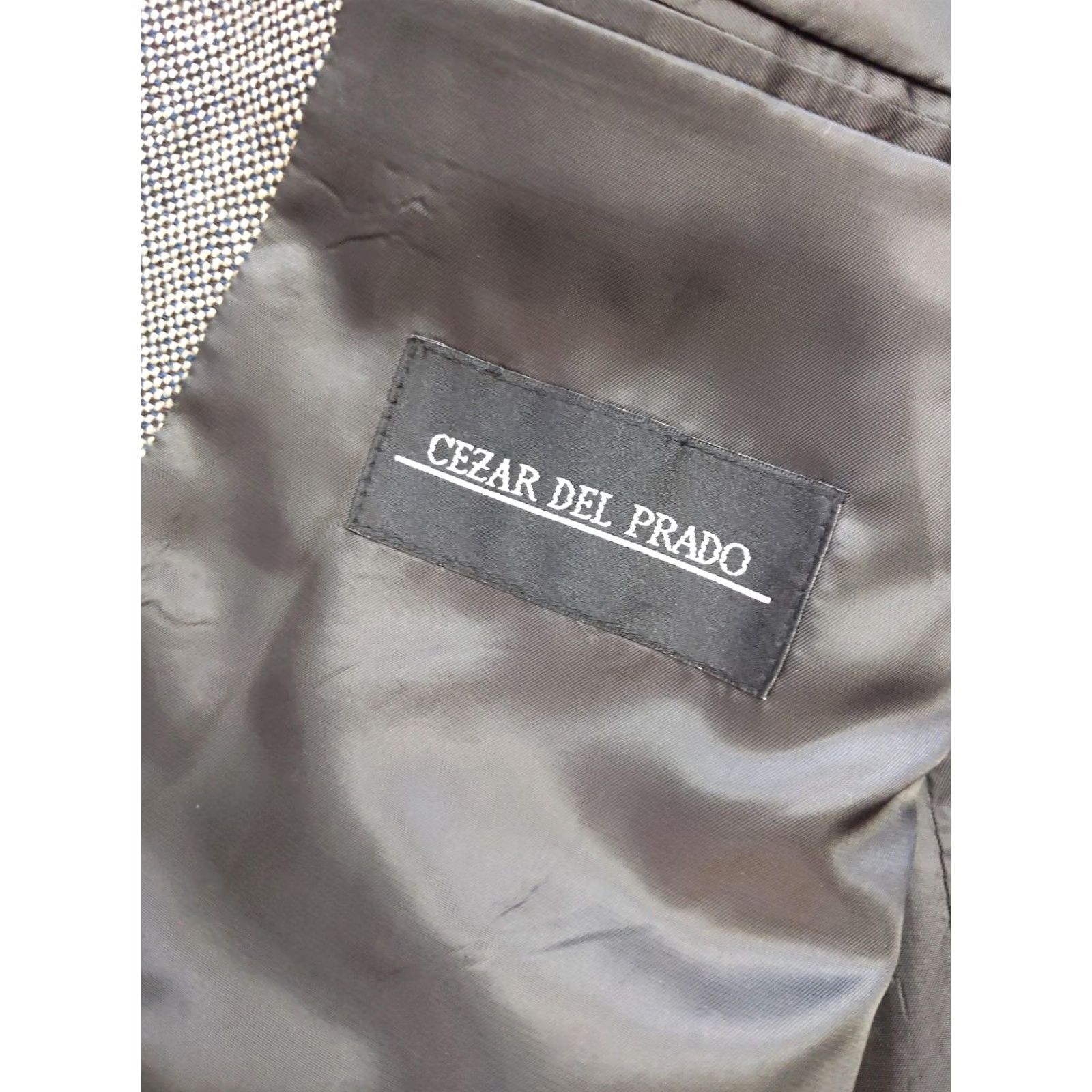 Vintage Cezar Del Prado Blazer Mens 42L Wool Sport Coat Jacket Notch Lapel Two-Button Single-Breasted Office Wear Brown Wool Herringbone 2 Piece Mens Long Size 42R - 7 Thumbnail