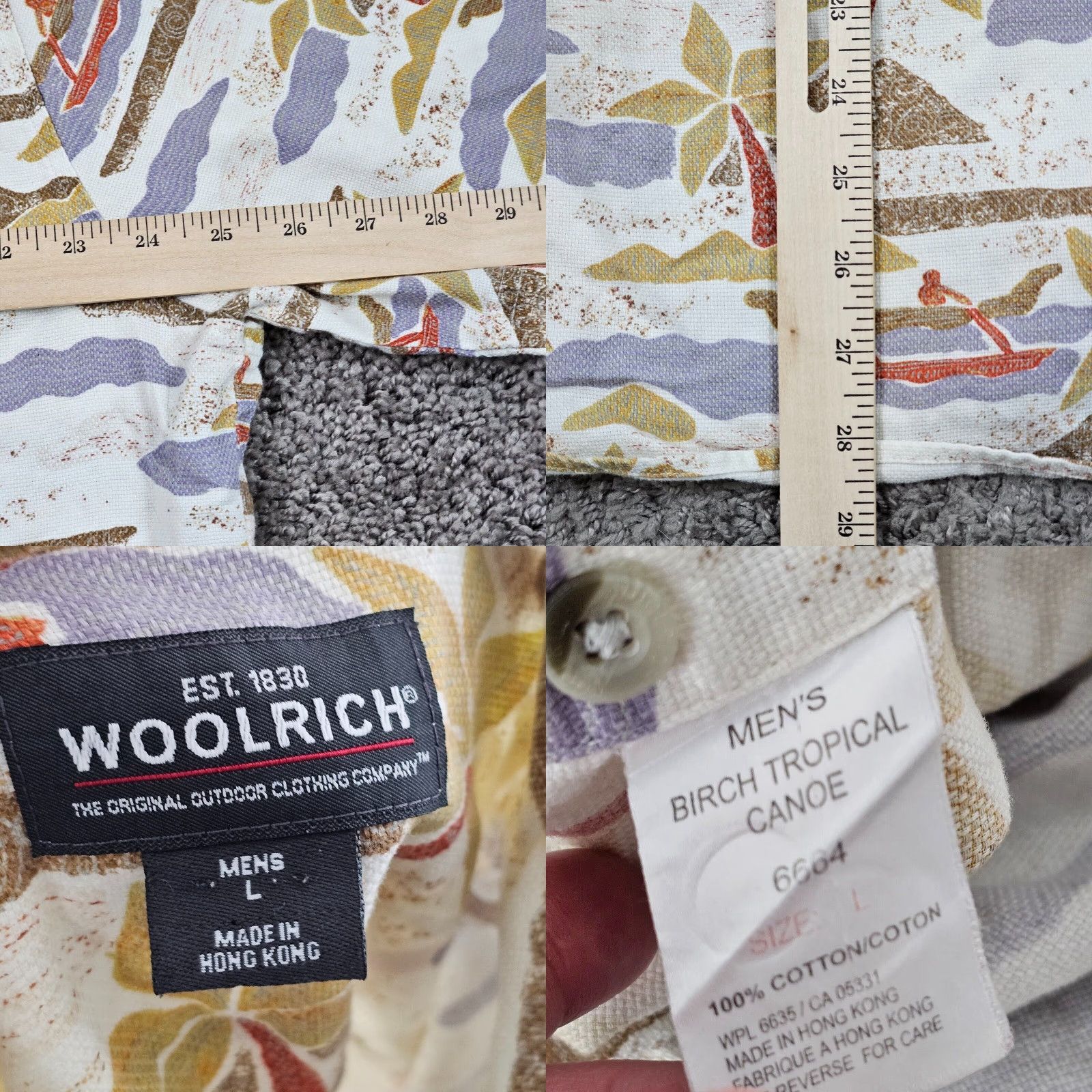 Vintage VINTAGE Woolrich Shirt Mens L Hawaiian Birch Tropical Canoe Short Sleeve Floral Pockets 60s-70s Mens Size US L / EU 52-54 / 3 - 8 Thumbnail