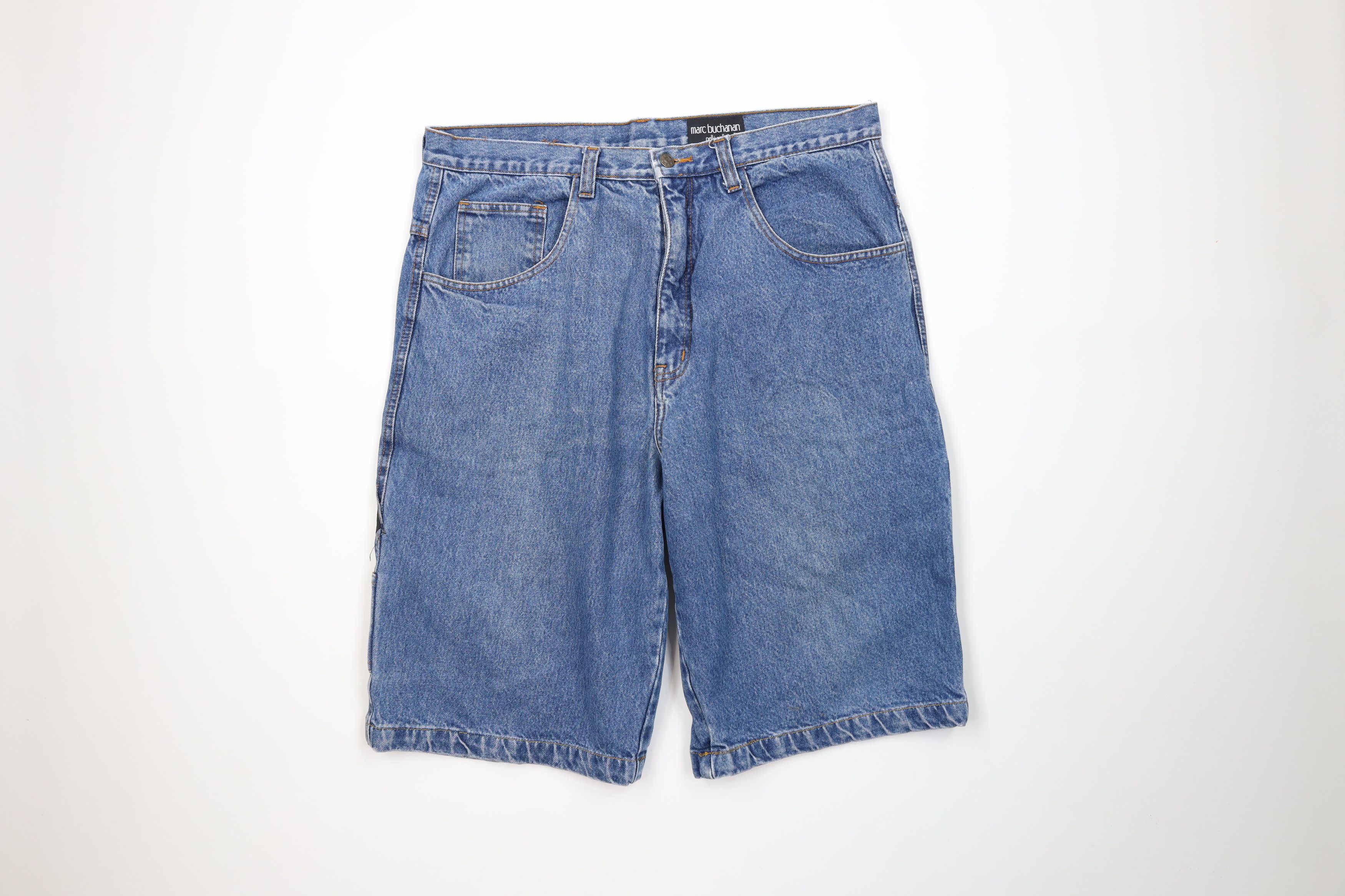 Vintage Vintage 90s Pelle Pelle Spell Out Baggy Denim Jean Shorts Size US 38 / EU 54 - 1 Thumbnail