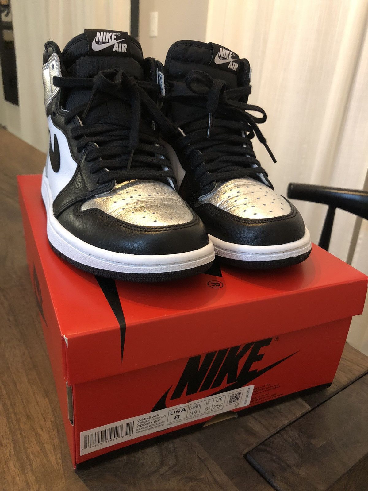 image of Jordan Brand 1 Women’S Silver Toe Size 8 Shoes, Women's