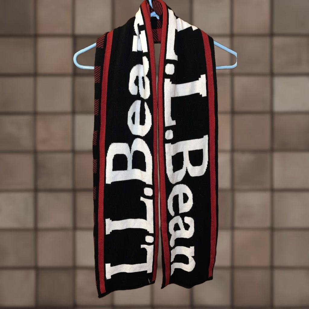 Vintage VINTAGE L.L. Bean Unisex Winter Scarf Reversible Buffalo Plaid Red/Black/White Warm Accessories Size ONE SIZE - 1 Thumbnail