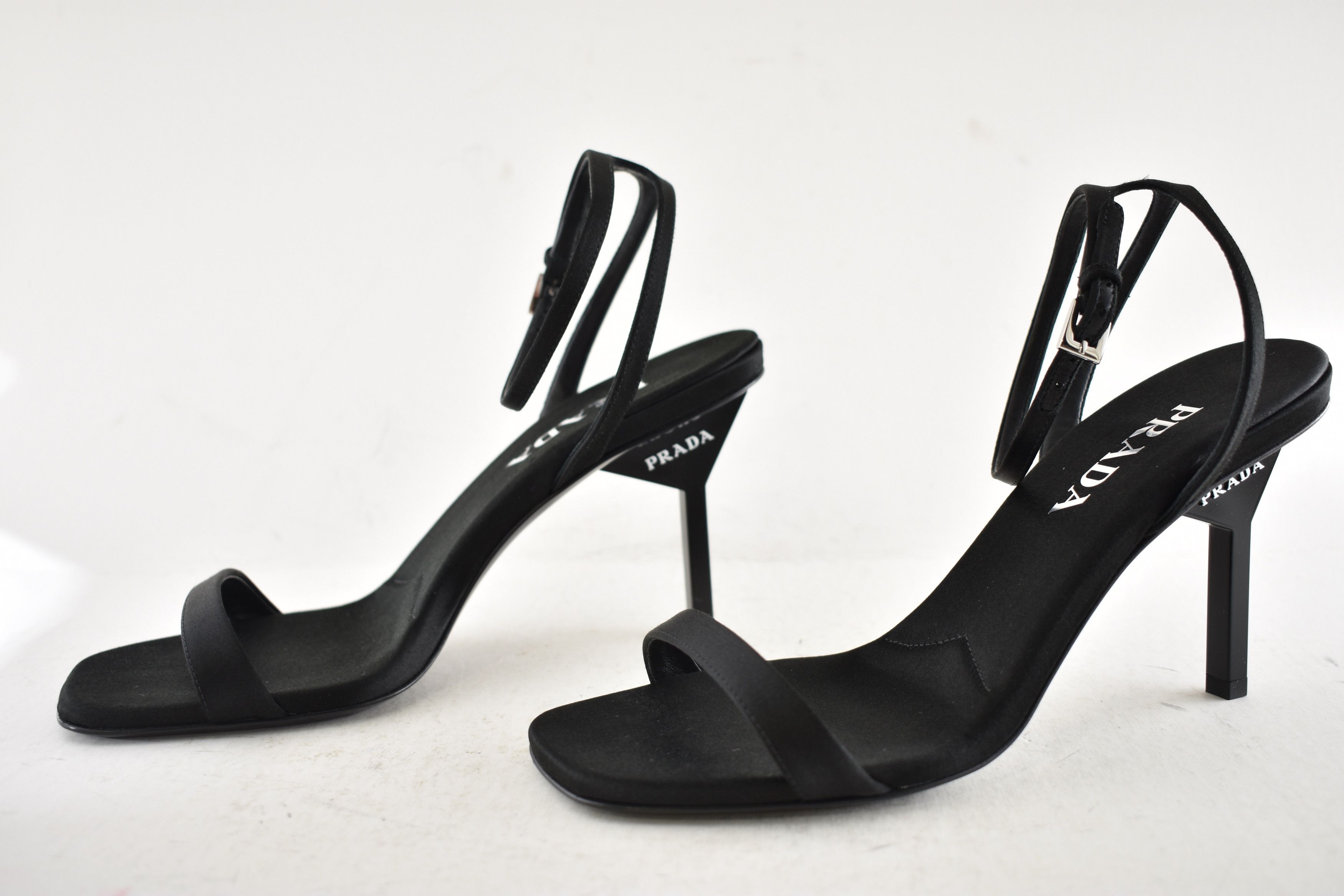 Prada Prada 85mm Satin Geometric Heel Ankle Strap Sandal Pump 39 Size US 9 / IT 39 - 15 Thumbnail