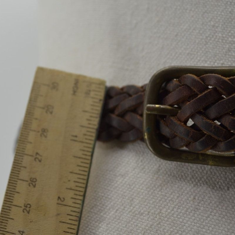 Other Jesse Alaniam Belt Braided Brown Leather Brass Buckle Size M Size ONE SIZE - 10 Thumbnail