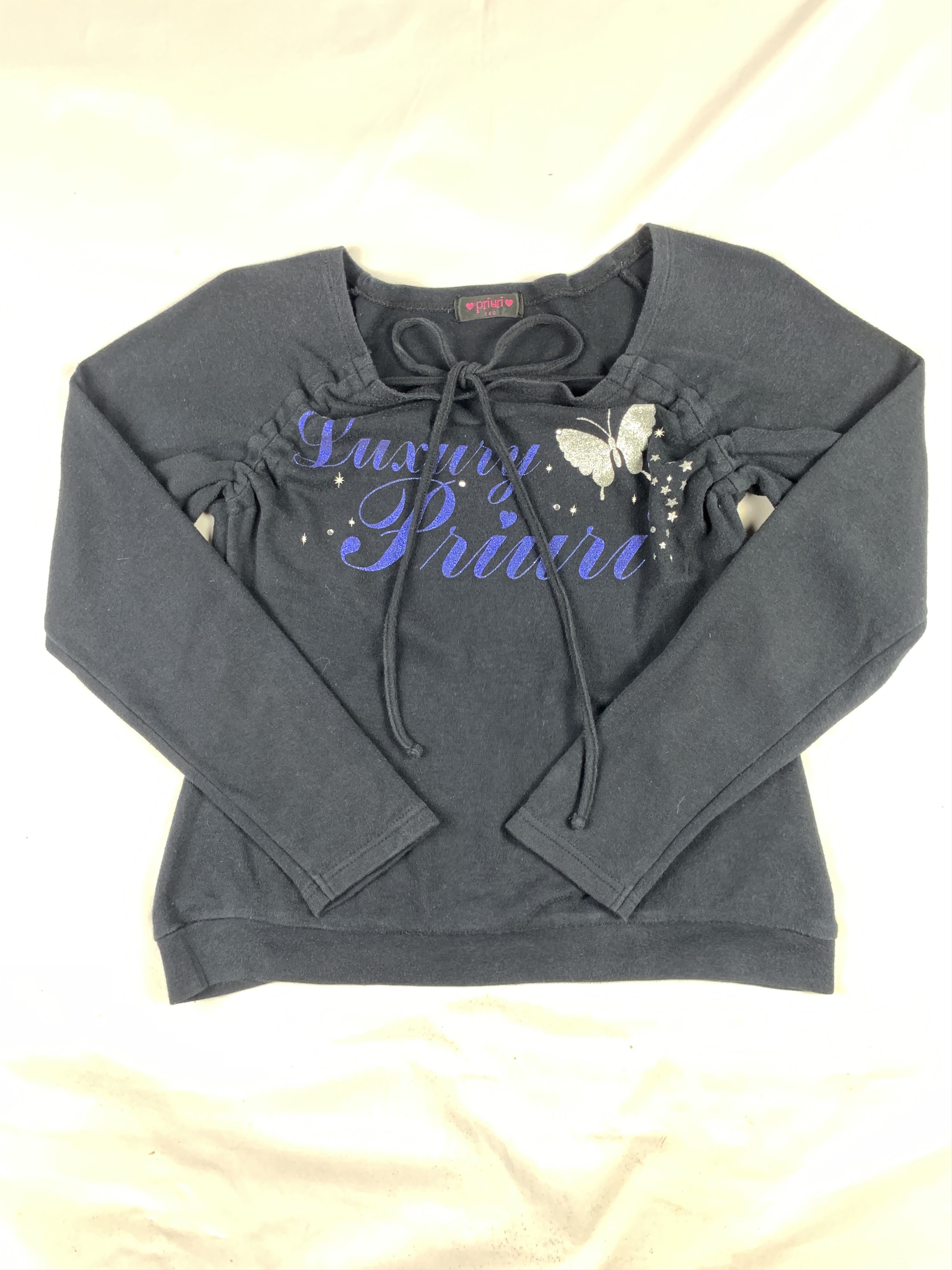 Japanese Brand 2000s Priuri Black Drawstrings Bowtie Tee (M) Size M / US 6-8 / IT 42-44 - 1 Thumbnail