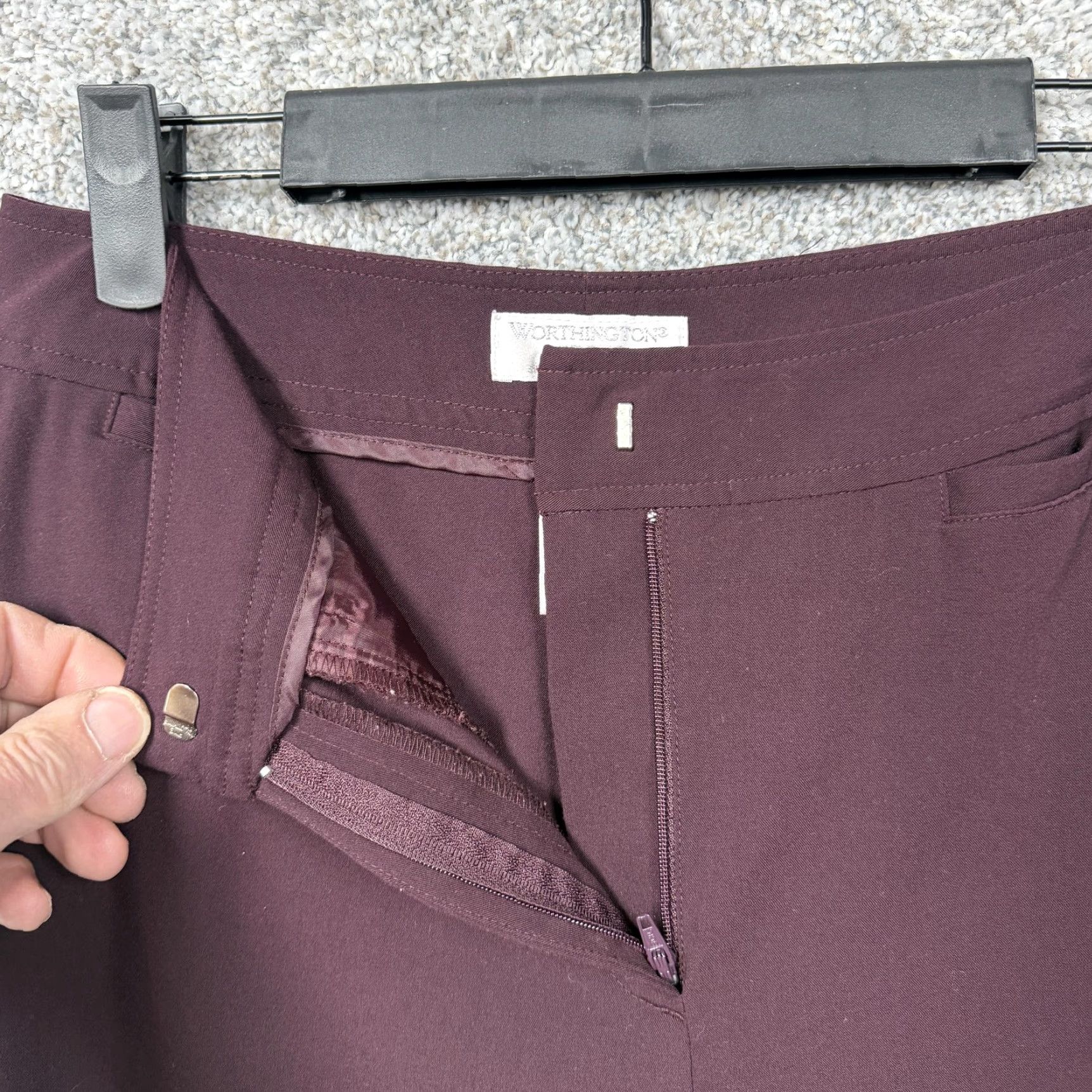 Worthington Worthington Dress Pants Womens 6 Maroon Straight Leg Stretch Office Career Chic Pants Womens Up to date 6 Size 28" / US 6 / IT 42 - 6 Thumbnail